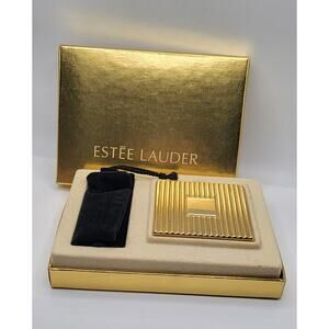 Estee Lauder Lucidity Compact Monogram Gold Square Box Pouch
